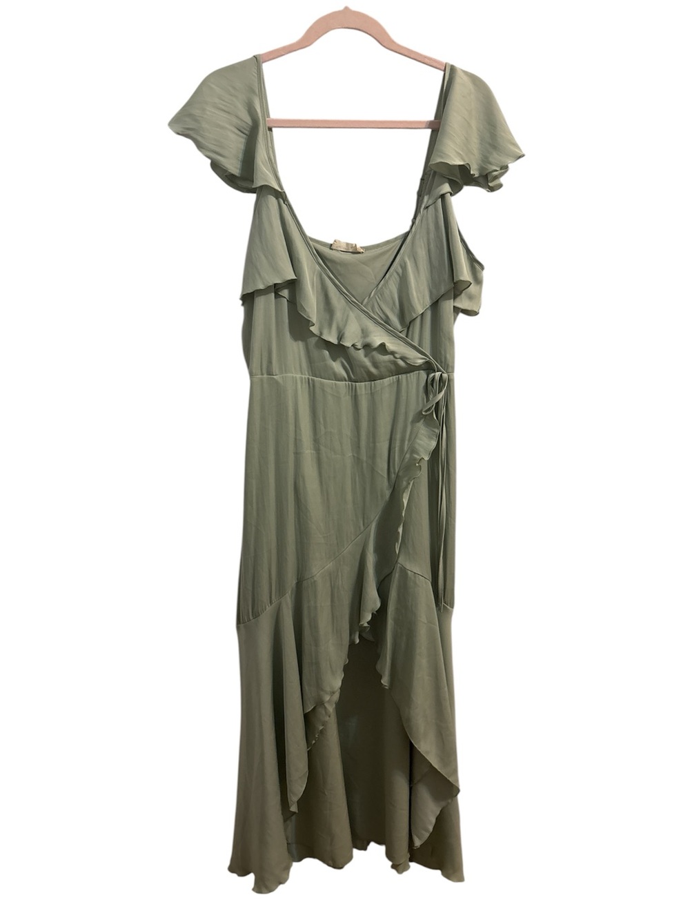 Altard State Olive Green Ruffle Wrap Maxi Dress Large